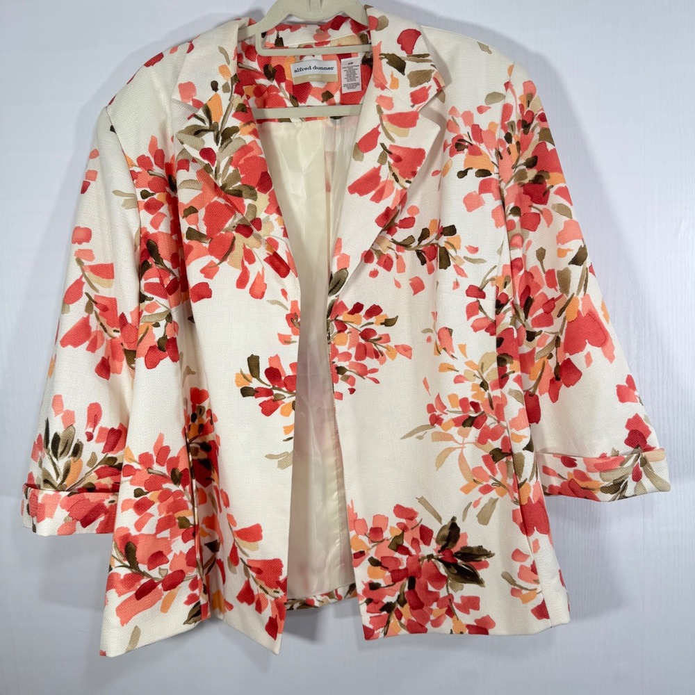 Alfred‎ Dunner Woman Floral Blazer Jacket Career Chic Size 24W